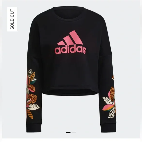 ADIDAS X FARM RIO PRINT LOOSE CROPPED FLEECE
LOGO SWEATSHIRT SMALL - Picture 2 of 8